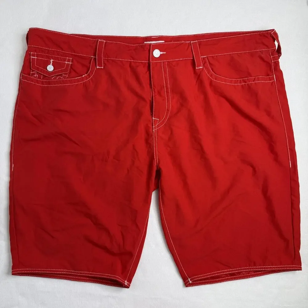 True Religion Swim Shorts Mens 48 Red Bermuda Quick Dry Lined 12